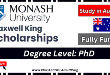 Maxwell King PhD Scholarship in Australia