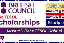 UK British Council MSc TESOL Scholarship